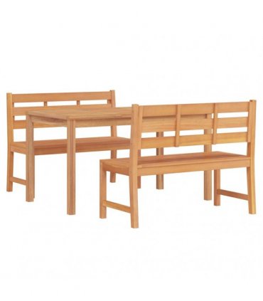 vidaXL 3 Piece Garden Dining Set Solid Wood Teak