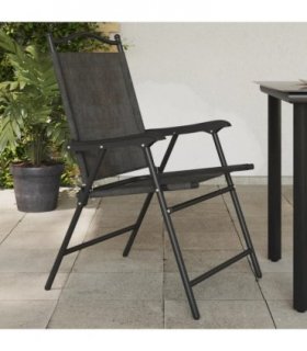 vidaXL Folding Chairs 4 pcs Melange Grey Steel and Textilene