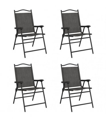 vidaXL Folding Chairs 4 pcs Melange Grey Steel and Textilene