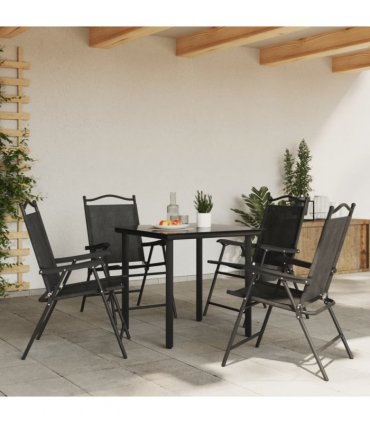 vidaXL Folding Chairs 4 pcs Melange Grey Steel and Textilene