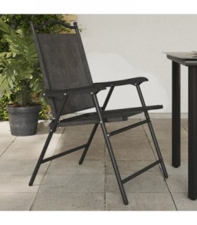 vidaXL Folding Chairs 8 pcs Melange Grey Steel and Textilene