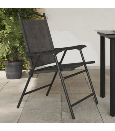 vidaXL Folding Chairs 8 pcs Melange Grey Steel and Textilene