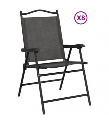 vidaXL Folding Chairs 8 pcs Melange Grey Steel and Textilene