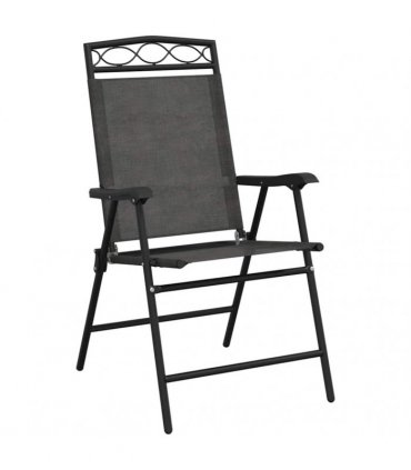 vidaXL Folding Chairs 8 pcs Melange Grey Steel and Textilene