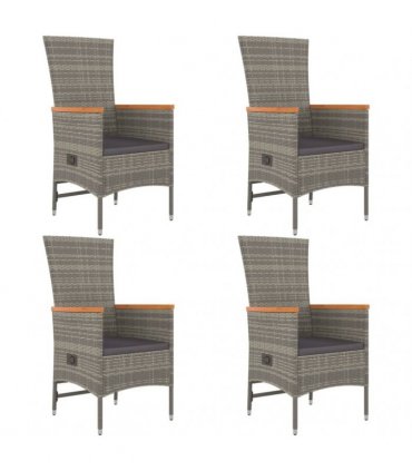 vidaXL 5 Piece Garden Dining Set Grey Poly Rattan&Solid Wood Acacia