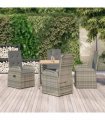 vidaXL 5 Piece Garden Dining Set Grey Poly Rattan&Solid Wood Acacia