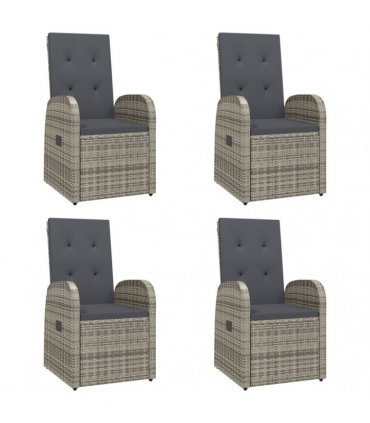 vidaXL 5 Piece Garden Dining Set Grey Poly Rattan&Solid Wood Acacia