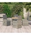 vidaXL 5 Piece Garden Dining Set Grey Poly Rattan&Solid Wood Acacia
