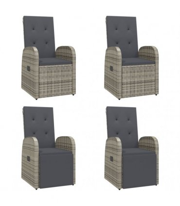 vidaXL 5 Piece Garden Dining Set Grey Poly Rattan&Solid Wood Acacia