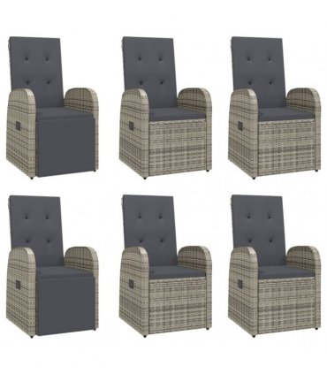 vidaXL 7 Piece Garden Dining Set Grey Poly Rattan&Solid Wood Acacia