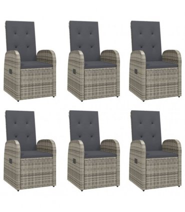 vidaXL 7 Piece Garden Dining Set Grey Poly Rattan&Solid Wood Acacia