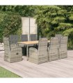 vidaXL 9 Piece Garden Dining Set Grey Poly Rattan&Solid Wood Acacia