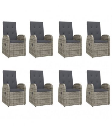 vidaXL 9 Piece Garden Dining Set Grey Poly Rattan&Solid Wood Acacia