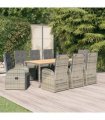 vidaXL 9 Piece Garden Dining Set Grey Poly Rattan&Solid Wood Acacia