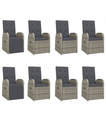 vidaXL 9 Piece Garden Dining Set Grey Poly Rattan&Solid Wood Acacia
