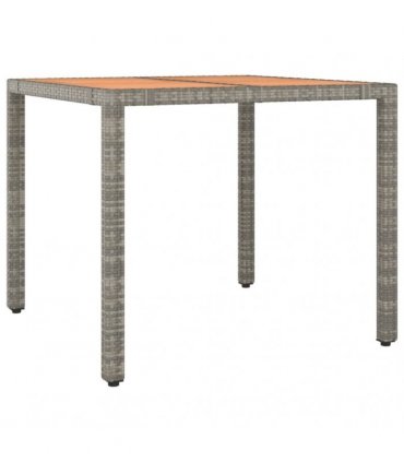 vidaXL 3 Piece Garden Dining Set Grey Poly Rattan&Solid Wood Acacia