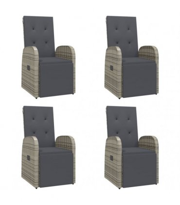vidaXL 5 Piece Garden Dining Set Grey Poly Rattan&Solid Wood Acacia