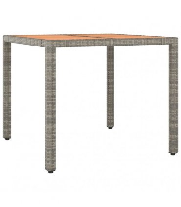 vidaXL 5 Piece Garden Dining Set Grey Poly Rattan&Solid Wood Acacia
