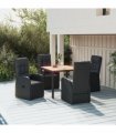 vidaXL 5 Piece Garden Dining Set Black Poly Rattan&Solid Wood Acacia