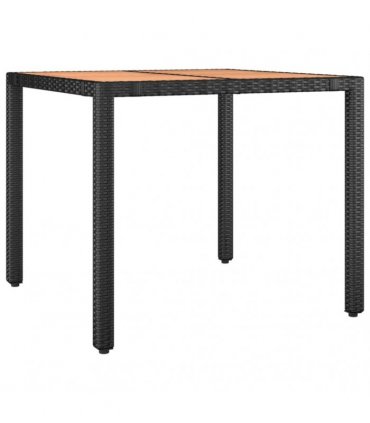 vidaXL 5 Piece Garden Dining Set Black Poly Rattan&Solid Wood Acacia