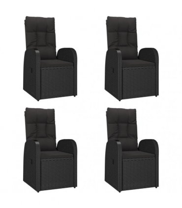 vidaXL 5 Piece Garden Dining Set Black Poly Rattan&Solid Wood Acacia