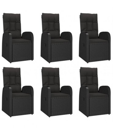vidaXL 7 Piece Garden Dining Set Black Poly Rattan&Solid Wood Acacia