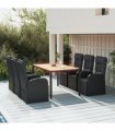 vidaXL 7 Piece Garden Dining Set Black Poly Rattan&Solid Wood Acacia
