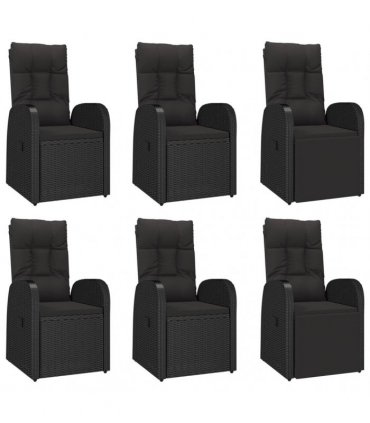 vidaXL 7 Piece Garden Dining Set Black Poly Rattan&Solid Wood Acacia
