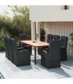 vidaXL 9 Piece Garden Dining Set Black Poly Rattan&Solid Wood Acacia