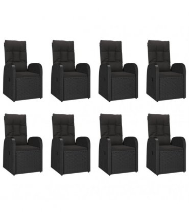 vidaXL 9 Piece Garden Dining Set Black Poly Rattan&Solid Wood Acacia