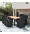 vidaXL 9 Piece Garden Dining Set Black Poly Rattan&Solid Wood Acacia