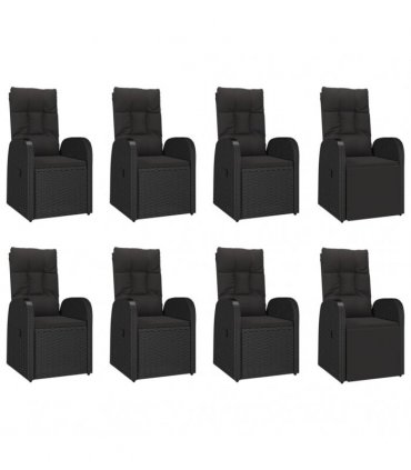 vidaXL 9 Piece Garden Dining Set Black Poly Rattan&Solid Wood Acacia