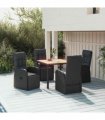 vidaXL 5 Piece Garden Dining Set Black Poly Rattan&Solid Wood Acacia