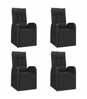 vidaXL 5 Piece Garden Dining Set Black Poly Rattan&Solid Wood Acacia