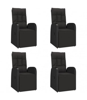 vidaXL 5 Piece Garden Dining Set Black Poly Rattan&Solid Wood Acacia