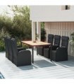 vidaXL 7 Piece Garden Dining Set Black Poly Rattan&Solid Wood Acacia