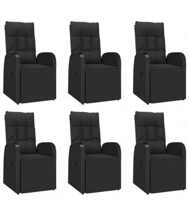 vidaXL 7 Piece Garden Dining Set Black Poly Rattan&Solid Wood Acacia