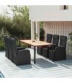 vidaXL 7 Piece Garden Dining Set Black Poly Rattan&Solid Wood Acacia