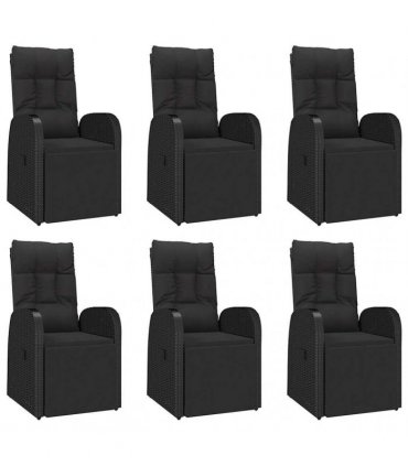 vidaXL 7 Piece Garden Dining Set Black Poly Rattan&Solid Wood Acacia