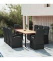 vidaXL 9 Piece Garden Dining Set Black Poly Rattan&Solid Wood Acacia