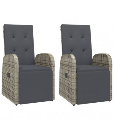 vidaXL 3 Piece Garden Lounge Set Grey Poly Rattan&Solid Wood Acacia