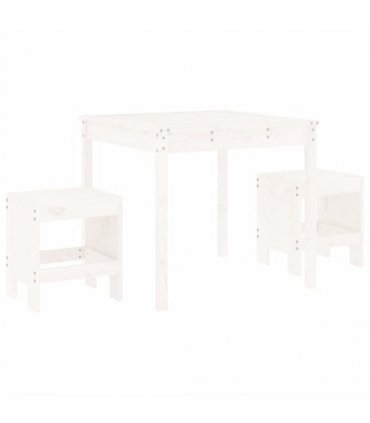 vidaXL 3 Piece Garden Bistro Set White Solid Wood Pine