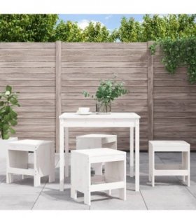 vidaXL 5 Piece Garden Dining Set White Solid Wood Pine