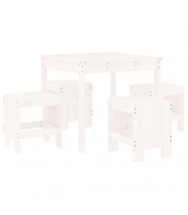 vidaXL 5 Piece Garden Dining Set White Solid Wood Pine
