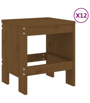 vidaXL 13 Piece Garden Dining Set Honey Brown Solid Wood Pine