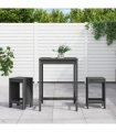 vidaXL 3 Piece Garden Bar Set Grey Solid Wood Pine