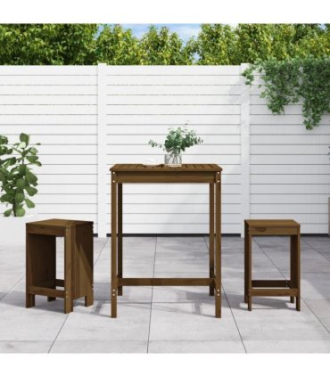 vidaXL 3 Piece Garden Bar Set Honey Brown Solid Wood Pine