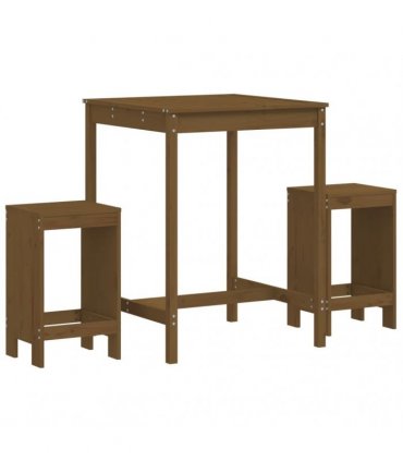 vidaXL 3 Piece Garden Bar Set Honey Brown Solid Wood Pine