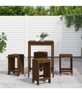 vidaXL 5 Piece Garden Bar Set Honey Brown Solid Wood Pine