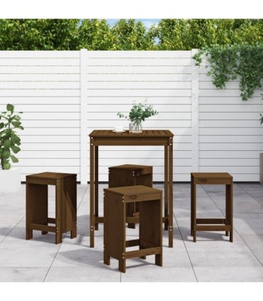 vidaXL 5 Piece Garden Bar Set Honey Brown Solid Wood Pine